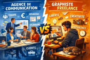 graphiste freelance local Caen Normandie - Graphilink vs agence communication